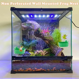 2 Pack Frog Habitat Frog Dish Holder with Adhesive Backing Plastic Frog Terrarium Cute Fish Tank Decoration for Toad Frog Tadpole Tree Frog Accessories Small Aquatic Animals