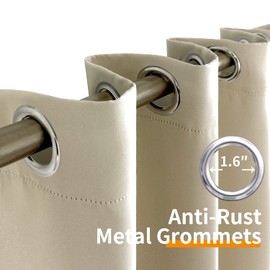 YoungsTex Beige Room Darkening Curtains for Bedroom 63 Inch Length - Thermal Insulated with Grommet Blackout Window Drapes for Living Room Office, 2 Panels, 42 x 63 Inch