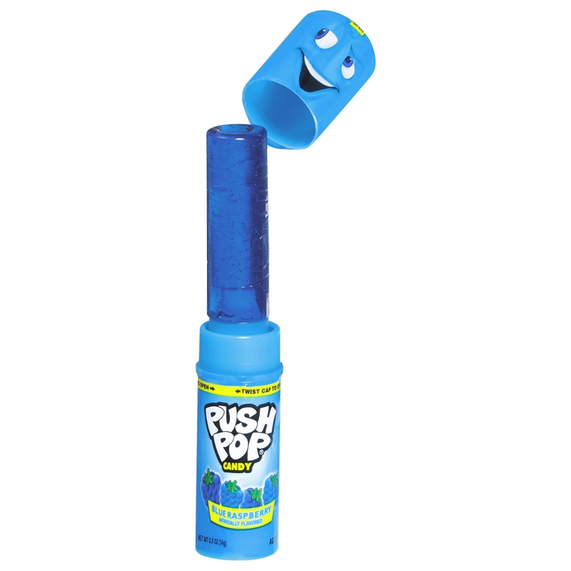Push Pop Blue Candy Lollipops, 10 Ct Individually Wrapped in