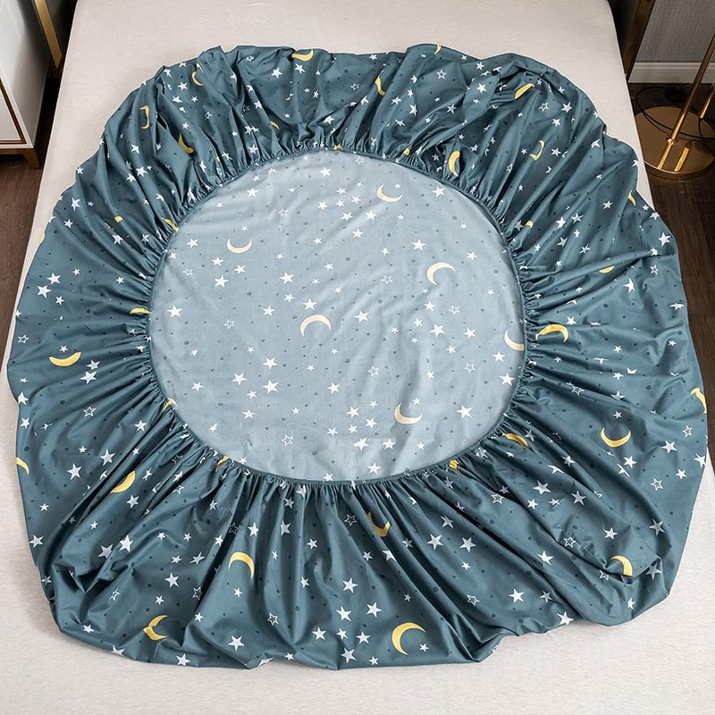 Damier Fitted Sheet, 100 x 200 cm, Blue Star Print