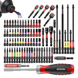 Geinxurn Impact Screwdriver Bits Set, Magnetic S2 Steel Phillips/Square/Torx/Hex 82Pieces Insert Power Bits Tips with Impact Bit Holder and Impact Nut Driver and Rachet Screwdriver Handle