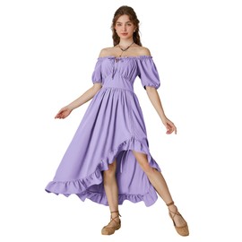 Scarlet Darkness Renaissance Dress Corset Milkmaid Dress Off The Shoulder Dresses for Women Light Purple XL
