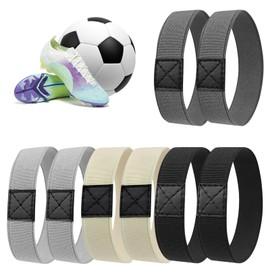 Wisebom Shoelaces Fixing Band for Football Boots, 4 Pairs of Elastic Shoelaces Fixing Band Football, Shoelaces Tear-Resistant Fixation Against Loosening Bows, Black / White / Grey