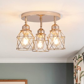 ABEAJAT Kitchen Light Fixtures - 3-Lights Multi-Directional Ceiling Lamp with E26 Base, Adjustable Flush Mount for Hallway, Farmhouse, Kitchen, Dining Room, Entryway