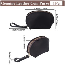 GORGECRAFT 110 * 70mm Black Leather Coin Purse Mini Genuine Leather Pouch Crazy Horse Leather Changes Wallets Small Zipper Pouch with Leather Pull for Men Women Medieval Jewellery Keys Storage