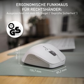 CHERRY Stream Mouse Comfort, Wireless Ergonomic Mouse with Rubberised Thumb Rest, Especially for Right-Handed Users, 2.4 GHz Radio, 6 Whisper Quiet Buttons, White