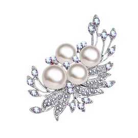 Brooch Vintage Elegant Unique Pearl Brooches Flower Ribbon Brooch Corsage Austrian Crystal Brooch Badge Pin Wedding for Women (Pearl flower)