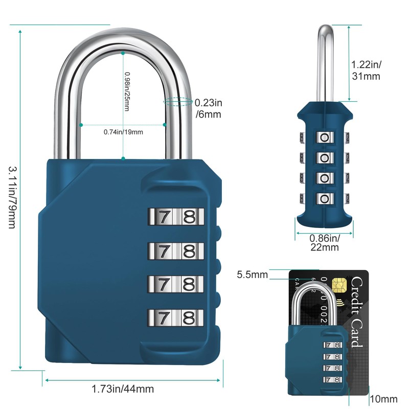 ZHEGE Combination Lock, 4 Digit Combination Padlock Outdoor, School Lock,
