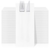 100 Pcs White Paper Napkins with Built-in Flatware Pocket Prefolded