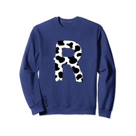 Creative Bold Marker Letter R - Cow Pattern Design Sweatshirt