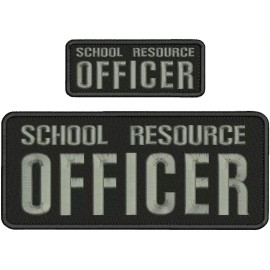 School Resource Officer 2 Emb patches 10x4 & 5x2 Velcr@ On Gray/blk
