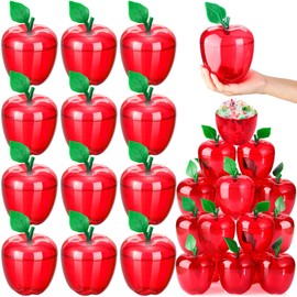 Lallisa 50 Pack 5.9 x 4.3 Inch Large Apple Container Wedding Apple Container Gifts Bulk Back to School Candy Holder Snow Party Apple Decorations for Wedding Party Favor (Apple)