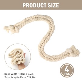 Set of 4 Curtain Rope Tiebacks, Hand-Woven Cotton Rope Curtain Ties, Elegant and Easy Installation, 800 mm Length, for Living Room, Bedroom and Office, Curtain Tapes for Curtains (Beige)