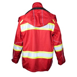 Kishigo Men's Enhanced Visibility Premium Waterproof Ripstop Jacket B303, Zipper Closure, 4 Pockets, ANSI 107 Type O/Class 1, Off-road Construction, Utility, Warehouse, Manufacturing (Red, M)