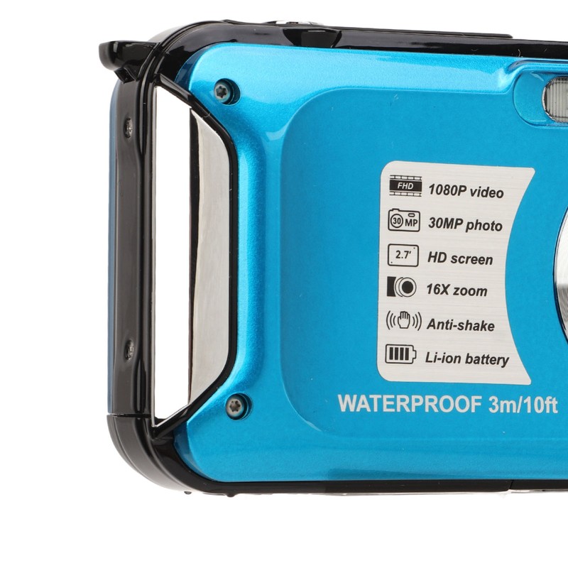 Waterproof Digital Camera 1080P 30MP 16X 10FT Underwater Camera for