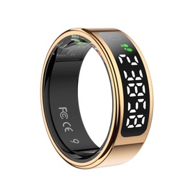 LCD Display Smart Ring - Sleep Tracker Touch Control Ring with Heart Rate/Blood Oxygen/Step Counter, Wireless Charging Dock, 5ATM Waterproof Fitness Tracker, No Subscription Fee for iOS/Android