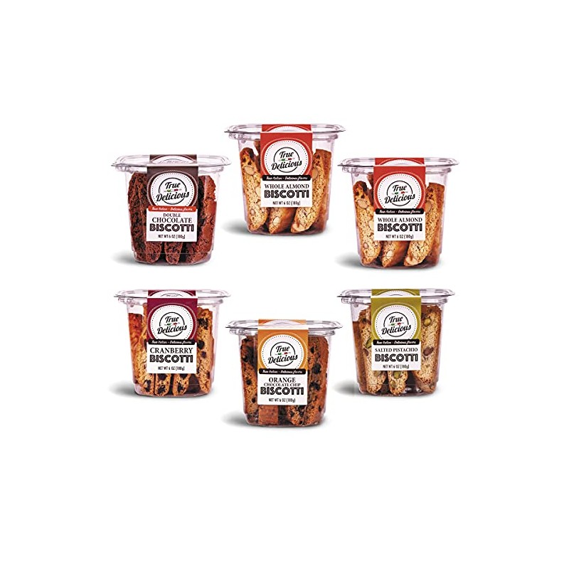True Delicious Italian BISCOTTI COLLECTION 6-Pack, Artisanal Cookies, Assorted Flavors…