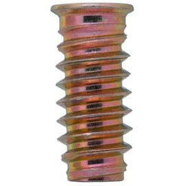 YoiYee M6 x 25mm Threaded Insert Nuts Heavy Duty for Wood Furniture, Hex Socket Drive, Zinc Yellow Passivated - 20pcs