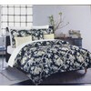 Nicole Miller Queen Duvet Cover Chinoiserie Eastern Floral Vines Navy