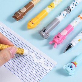 LVZONGXIN Erasable Ballpoint Pen, 6 Blue Rollerball Pen, Erasable Gel Pen, 0.5 mm Erasable Pen Cartoon Erasable Pen for Children, Students, Gift, School, Office Supplies
