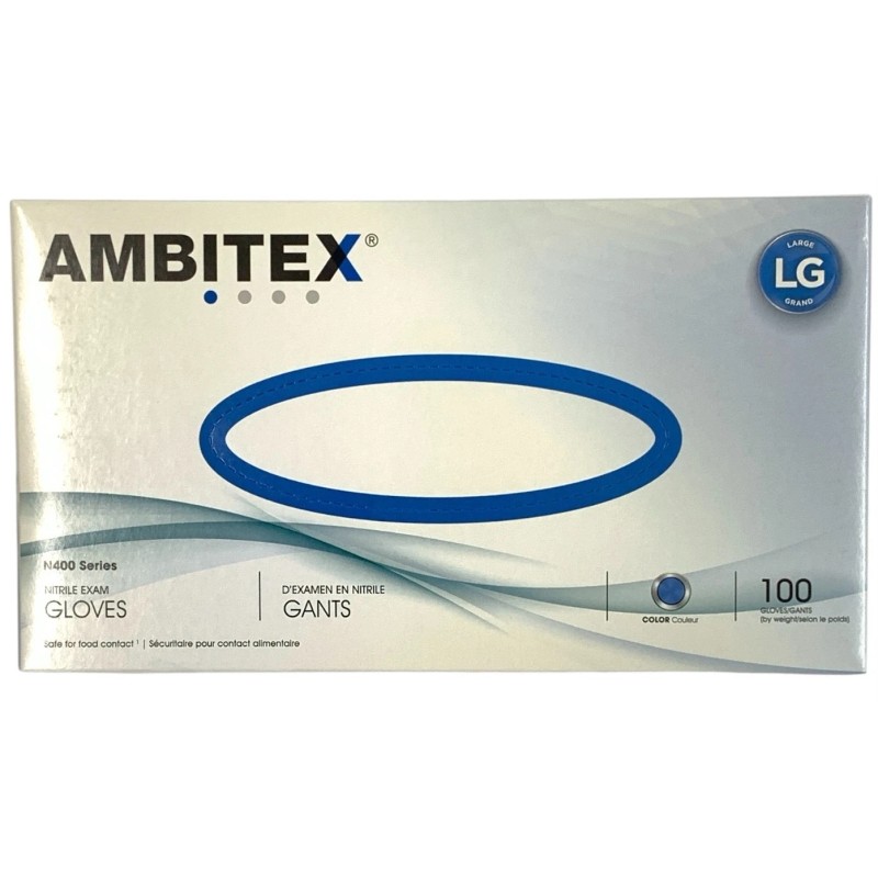 Ambitex NLG400 Powder Free "LARGE" Nitrile Exam Gloves (10 pack/1000