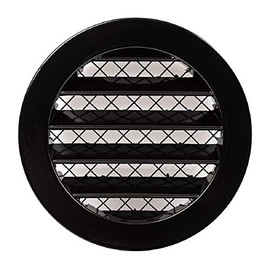 5 inch Air Vent Cover - Round Soffit Vent - Louvered Ventilation Grille with Mesh - Aluminum Black