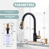 Black and Gold Kitchen Faucet with Soap Dispenser, WOWOW Stainless