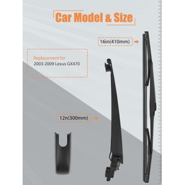 Rear Wiper Arm Blade, Replacement for 2003-2009 Lexus GX470 - MIKKUPPA Back Windshield Wiper Assembly Replacement - All Season Natural Rubber Cleaning Window
