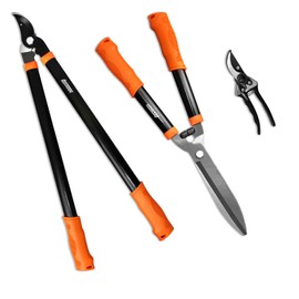 iGarden 3 Piece Combo Garden Tool Set with Lopper, Hedge Shears and Pruner Shears, Tree & Shrub Care Kit