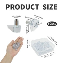 5mm Shelf Support Pegs, 30 Pieces Cupboard Shelf Pins Clear Plastic Replacement with Stainless Steel Core for Kitchen Cabinets, Bookcases, Closets, Wardrobes, Pantry & Furniture Shelving Brackets
