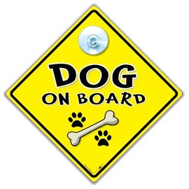 iwantthatsign.com Autoschild mit Aufschrift "Dog on Board", gelbes Diamant-Warnschild mit Saugnapf, Haustier-Sicherheits-Fahrzeug-Display