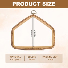 PATIKIL 4 Pieces 6.7" x 5.1" Room Shape Embroidery Hoops Frame Round Imitated Wood Circle Cross Stitch Hoop Ring for Embroidery Art Craft Handy Sewing Decoration, Brown
