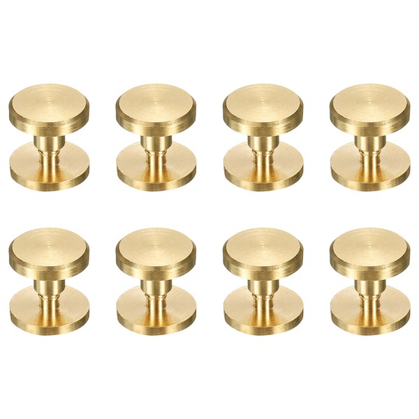 sourcing map 8 Pcs Brass Chicago Screws 8mm Height Flat