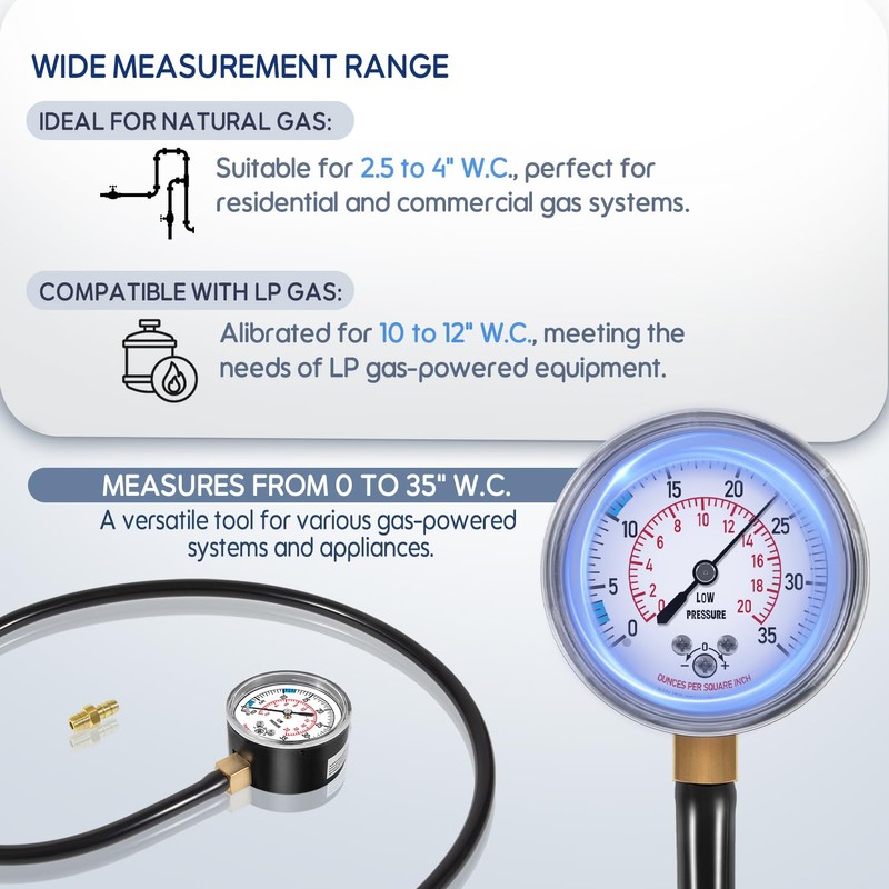 Natural Gas or LP Gas Manifold Pressure Test Kit, Natural