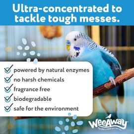 Wee Away Bird Cage Cleaner for Small Cages, Droppings Remover, Enzyme Cleaning Spray for Perches, Feeders, and Walls, Unscented, 16 fl oz