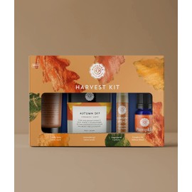 Woolzies Harvest Kit | Includes Vanilla Spice Hand Cream, Aromatherapy Autumn Sky Scented Candle, Pumpkin Pie Essential Oil Blend, and Gingerbread Organic Balm