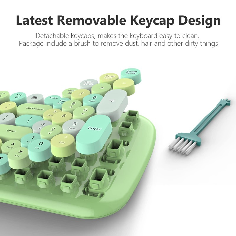 MOFII Wireless Keyboard and Mouse Combo, 2.4GHz RF, Green Colorful,