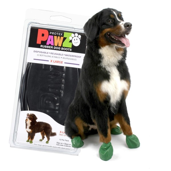 Pawz Dog Boots | Dog Paw Protection with Dog Rubber Booties | Dog Booties for Winter, Rain and Pavement Heat | Waterproof Dog Shoes for Clean Paws | Paw Friction for Dogs | Dog Shoes (XL)