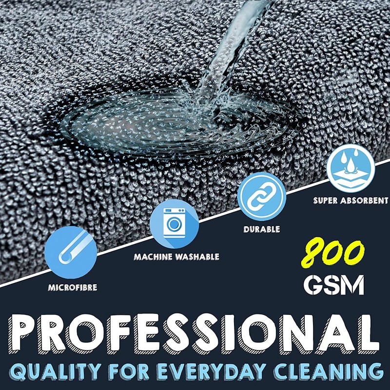Towelogy® Microfibre Car Cleaning Cloths 800gsm High Density CHEMICAL FREE