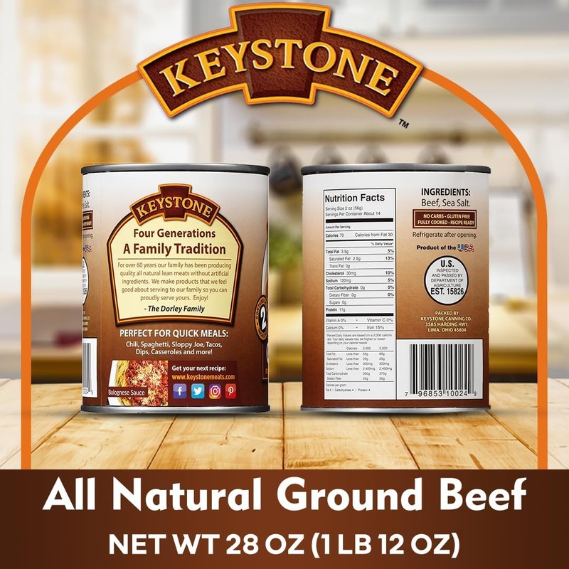 Keystone Meats All Natural Heat and Serve Ground Beef 28