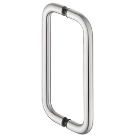 Gedotec Stainless Steel Bumper Handle for Glass Doors I Front Door Handle 244 x 225 mm I 1 Piece I Rustproof Door Handle Round I Front Door Fitting on Both Sides I D: 19 mm I Door Fitting Including