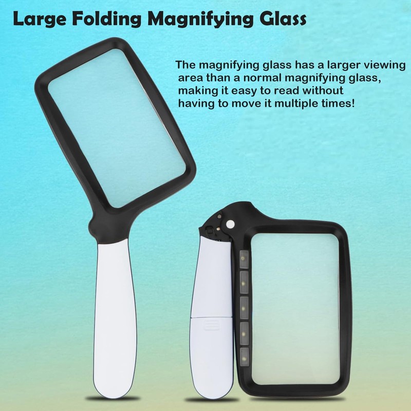 Rongon Magnifying Glass with Light, Illuminated Lighted Handhreld Magnifier, 2X