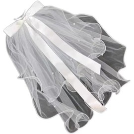 Pearl Bow Veil Hair Clip Lace Bridal Hair Clip Barrette for Wedding Bridal Hair Accessories (Style 1, One size)