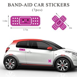 Yourkar Car Bandage Decal, Funny Cute Auto Cartoon Bandage Stickers with 2 Shapes, Waterproof Decorative Band-Aid Sticker Universal for Most Vehicles, Car Accessories for Decor (Purple)
