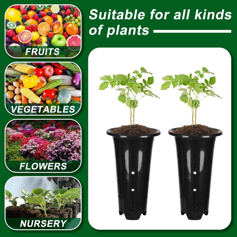 tchrules 15pcs Plastic Deep Plant Nursery Pots,8.66”Tall Tree Pots,Black Deep