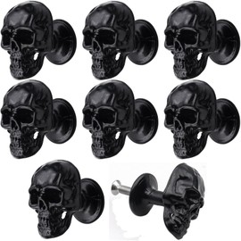 FANYUN 8 Pack Skull Skeleton Cabinets Knobs, Single Hole Pull Handle for Drawer Wardrobes Bookcases Dresser Closets Hardware Furniture Decoration (Black)