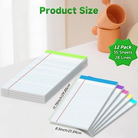 12 Pack Legal Pads Bulk,8.5x11 Inch Rainbow Notepad, Note Pads College Ruled Perforated Memo Pad for Work Study Daily Note Taking List, Lined Writing Pads Memo Refills Notepads for Office Home School