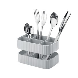 Guzzini Drain & Safe Cutlery Drainer, 100% Post Consumer Recycled Plastic, Matt Grey, 17x10xh11 cm
