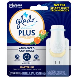 Glade PlugIn Plus Air Freshener Starter Kit, Scented Oil for Home and Bathroom, Coastal Sunshine Citrus, 0.67 Fl Oz, 1 Warmer + 1 Refill
