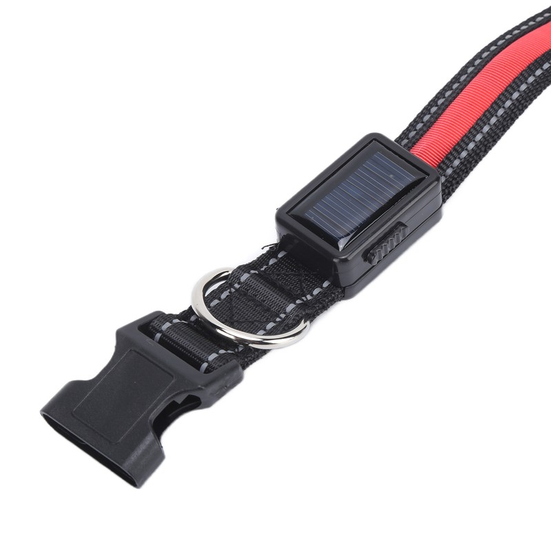 LED Dog Collar USB Rechargeable Solar Luminous Collar Adjustable Lighted